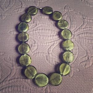 Statement piece- Green glass beads necklace